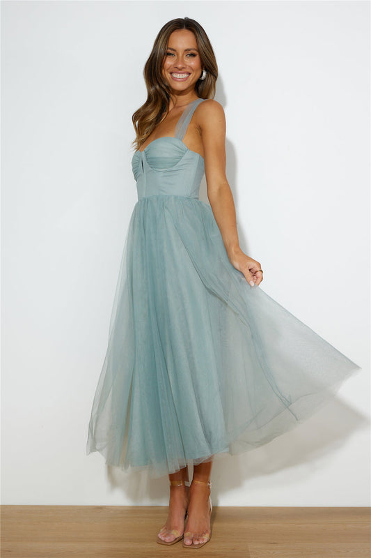 Corset Allacciate Midi Abito blu