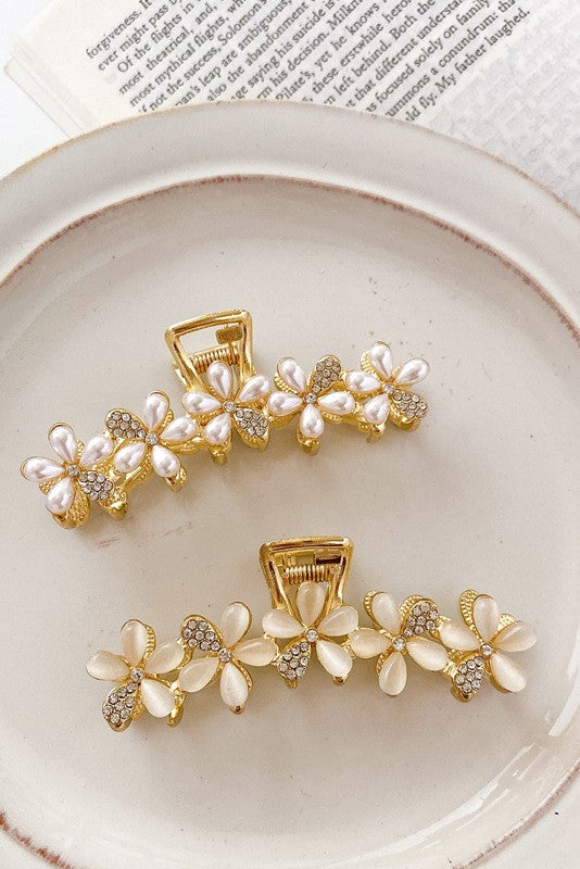 Arya Fiore Strass perlato Clip per capelli