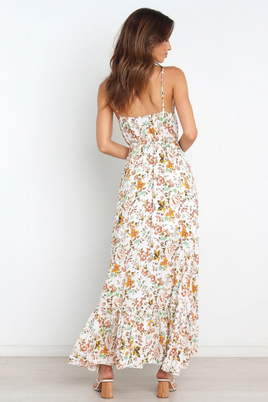 Cami Feritoia Floreale Abito Bianco