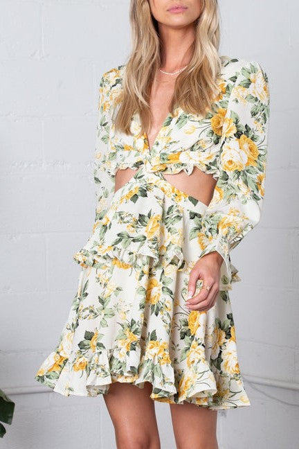 Chiffon Stampa Scollo a V Senza vita abito