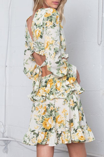 Chiffon Stampa Scollo a V Senza vita abito