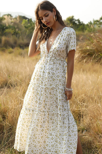 Cotone Balza Floreale Bohemian Abito