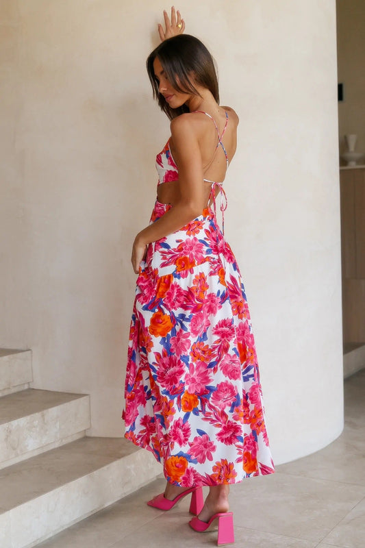 Floreale Asimmetrica Cami Midi Abito