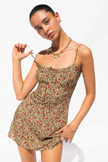 Floreale Cami Allacciate Mini Abito
