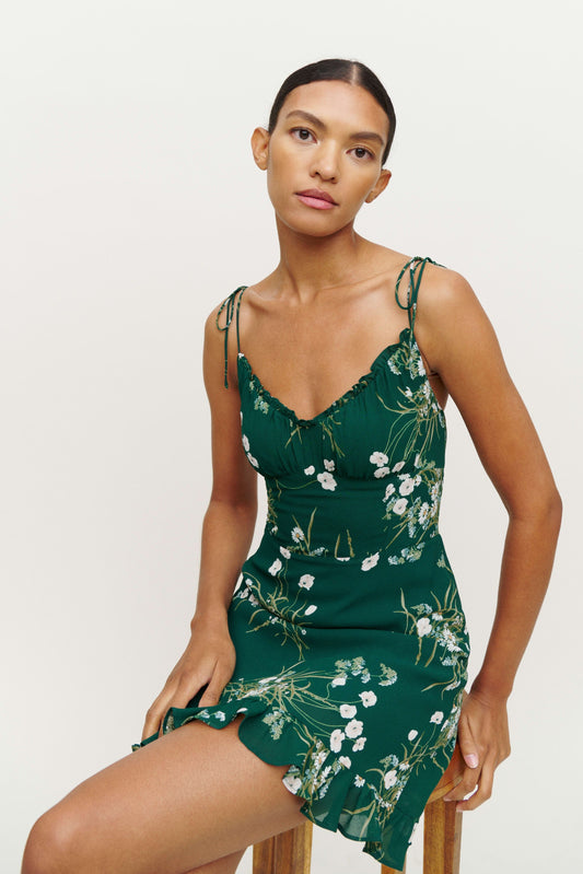 Floreale Cami Scollo a V Balza Mini Abito