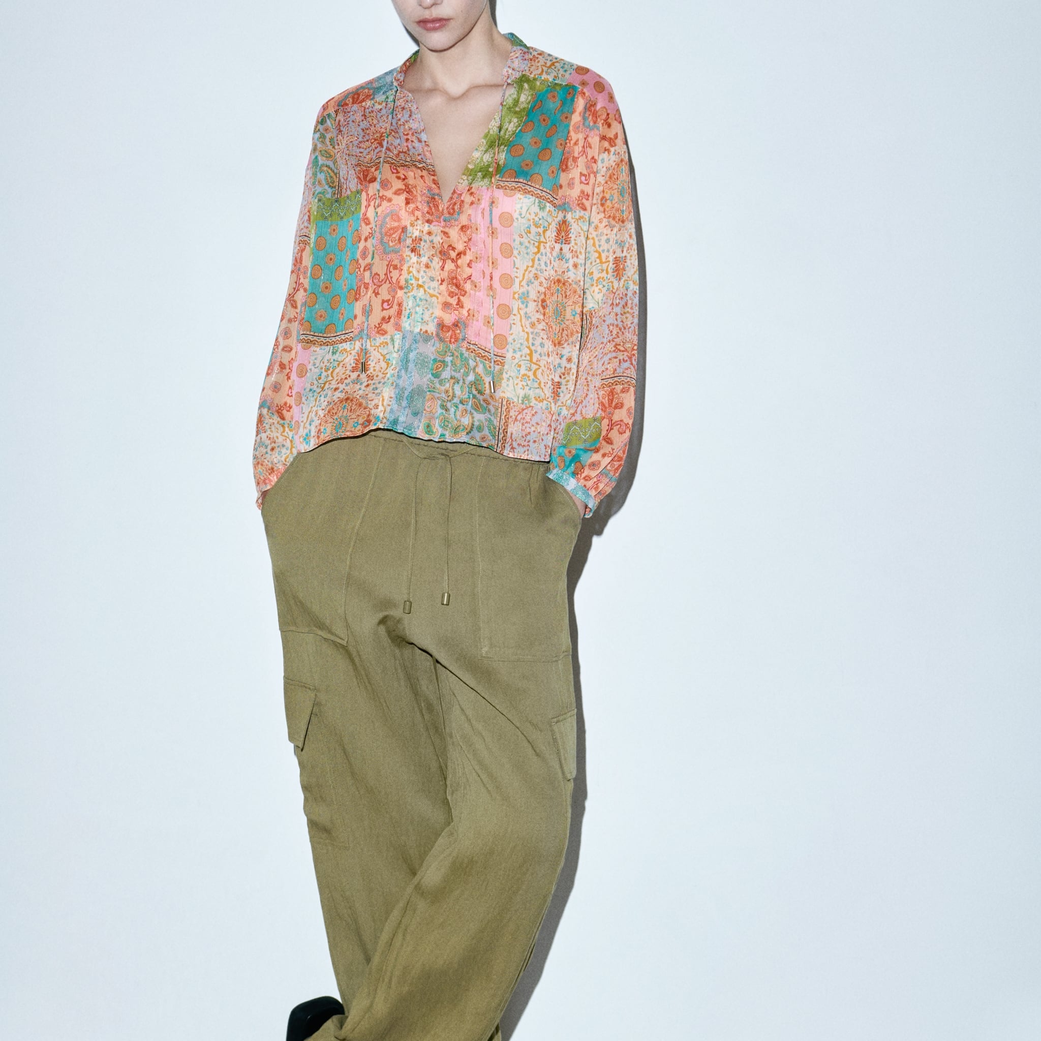 Floreale color block Camicetta