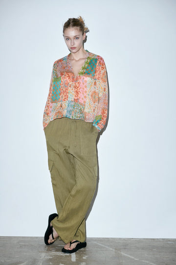 Floreale color block Camicetta