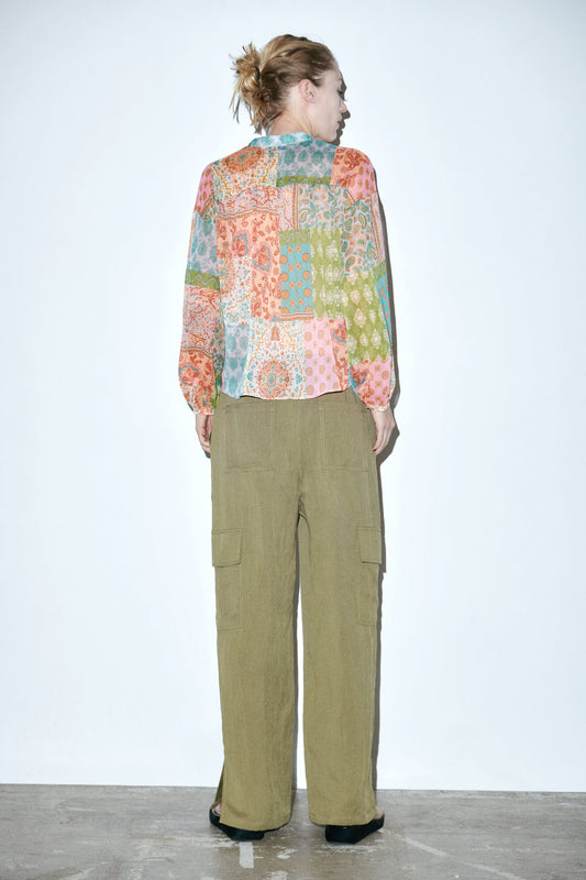 Floreale color block Camicetta