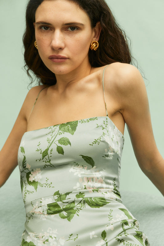 Raso Floreale Cami Maxi Abito