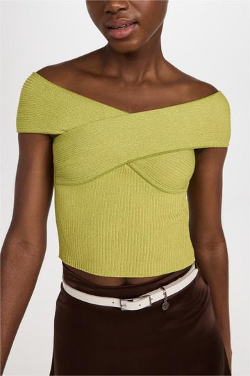 Verde Knit Senza spalla Snello Top