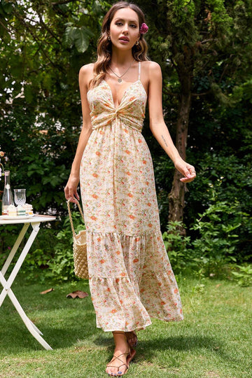 Cami Floreale Schiena nuda Maxi abito