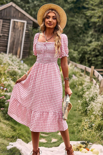 Plaid Una spalla Midi Abito